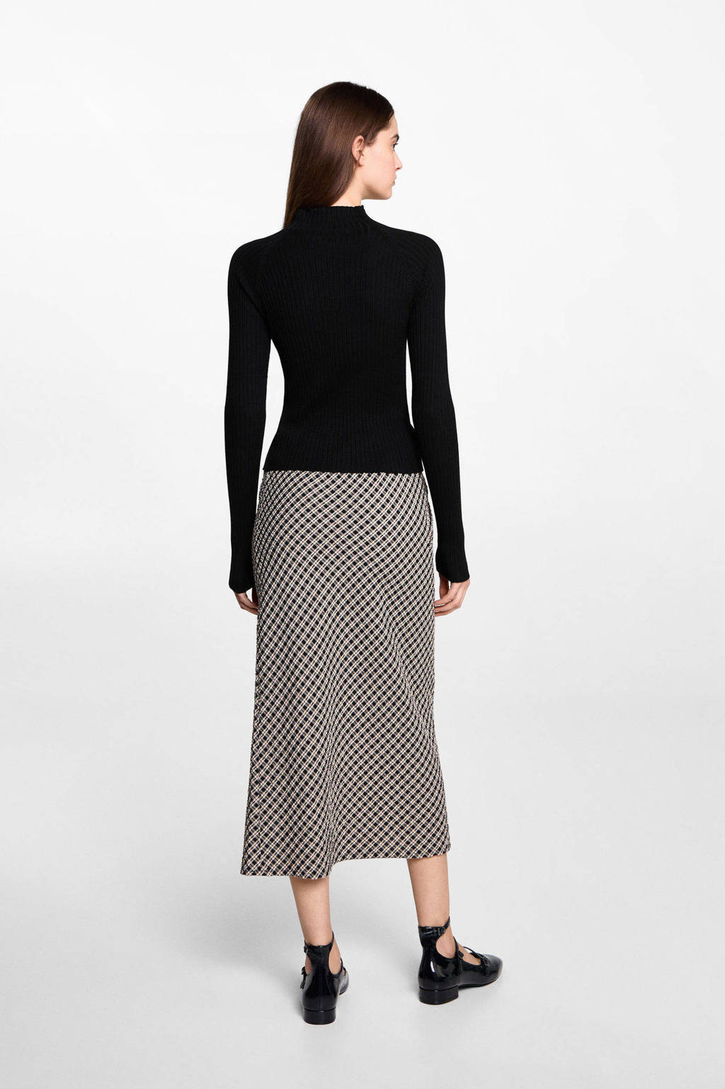 MANGO TEEN trui zwart rib gebreid