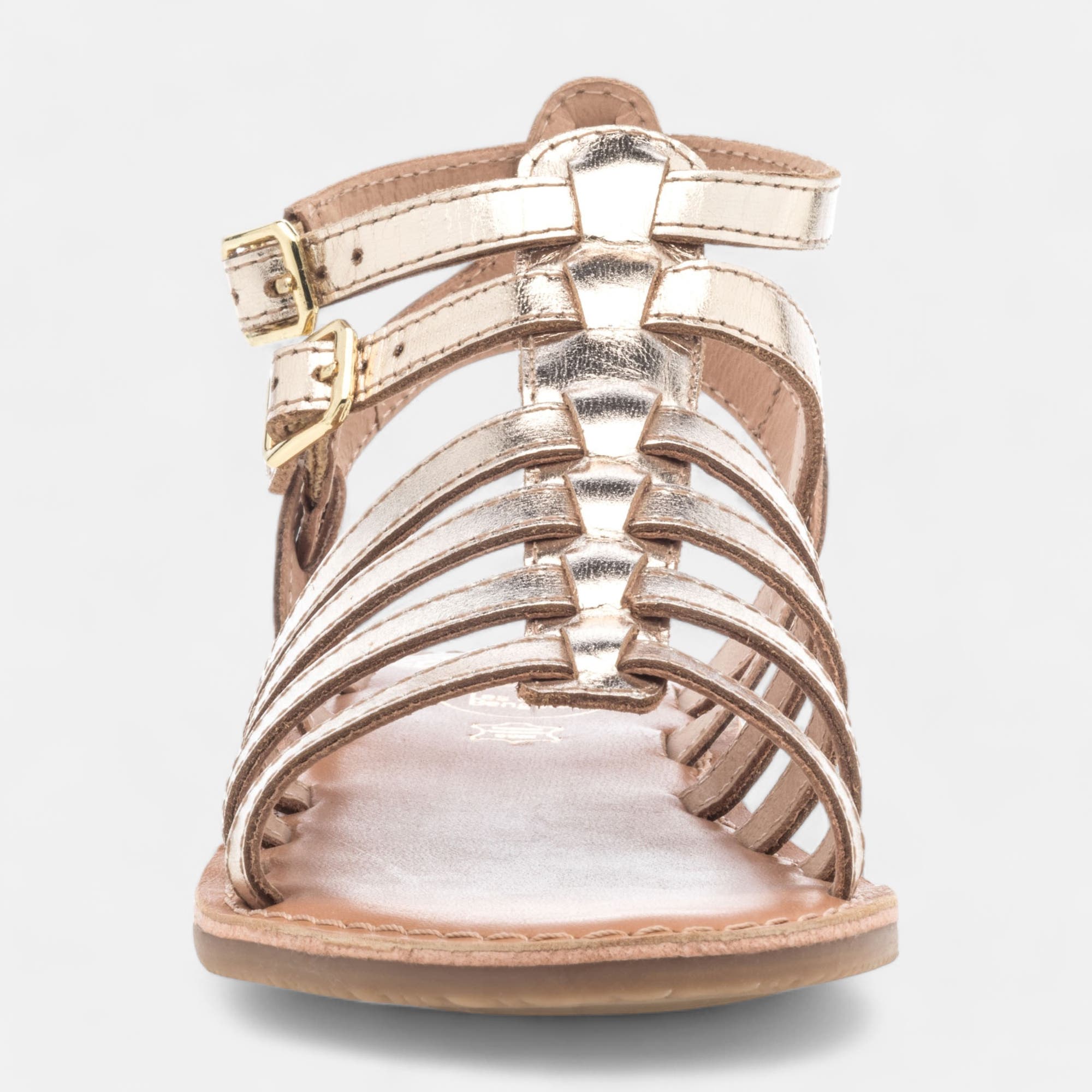 Nu-pieds Fille en cuir or