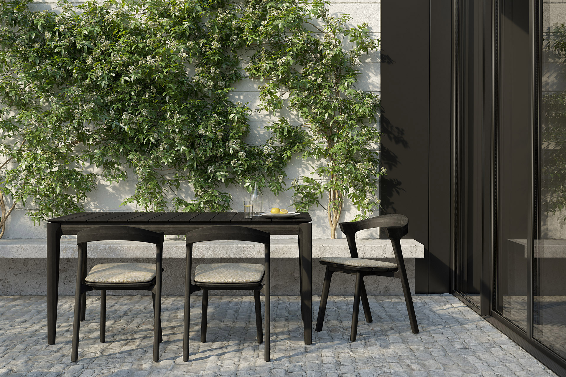 Teak Bok tuintafel - zwart - 162x80