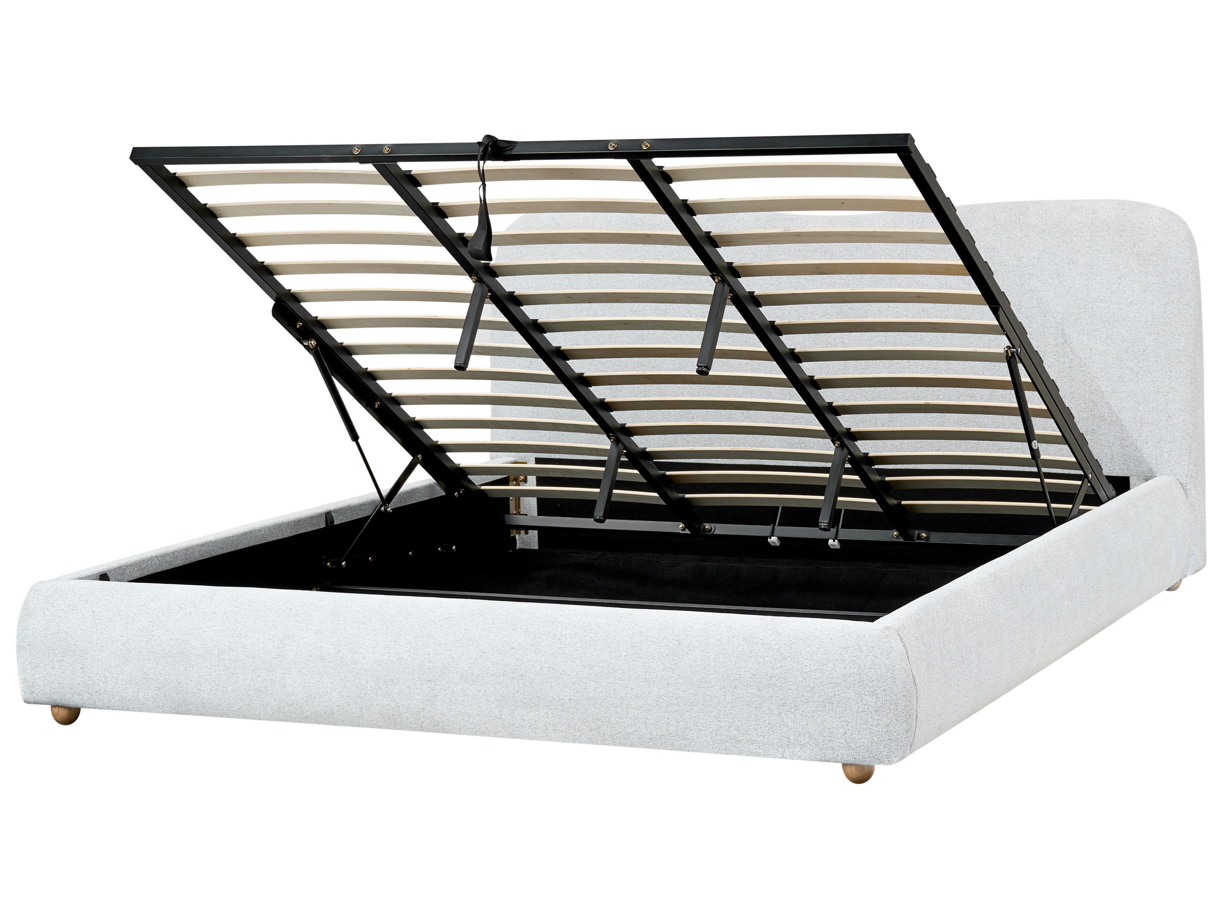 Bed met opbergruimte Stof BLAGNAC 180 x 200 cm Lichtgrijs