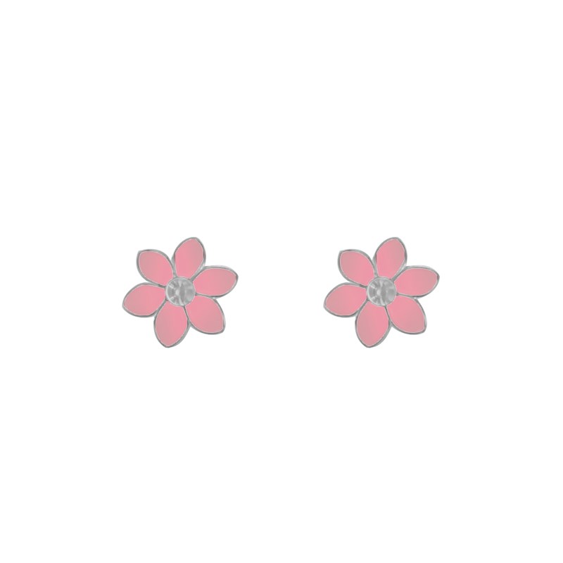 Boucles d'oreilles enfant Fleur en argent 925