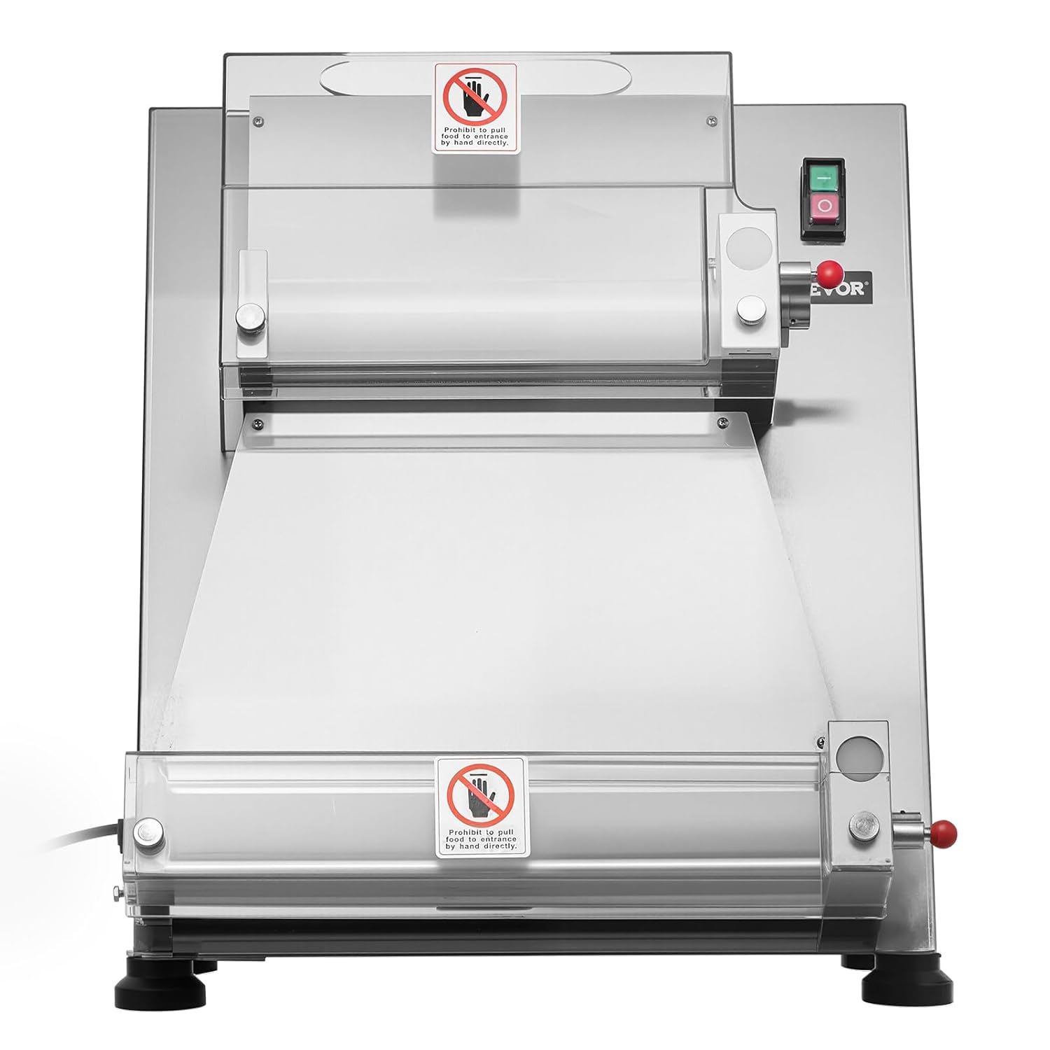 VEVOR elektrische Pizzateigpresse 355,6 mm Gebäck-Pressplatte, Brotpresse 390 W aus Edelstahl, kommerzieller Chapati Presse, Formmaschine mit einstellbarer Dicke & Teigpressdeckel, 260 Stk./h