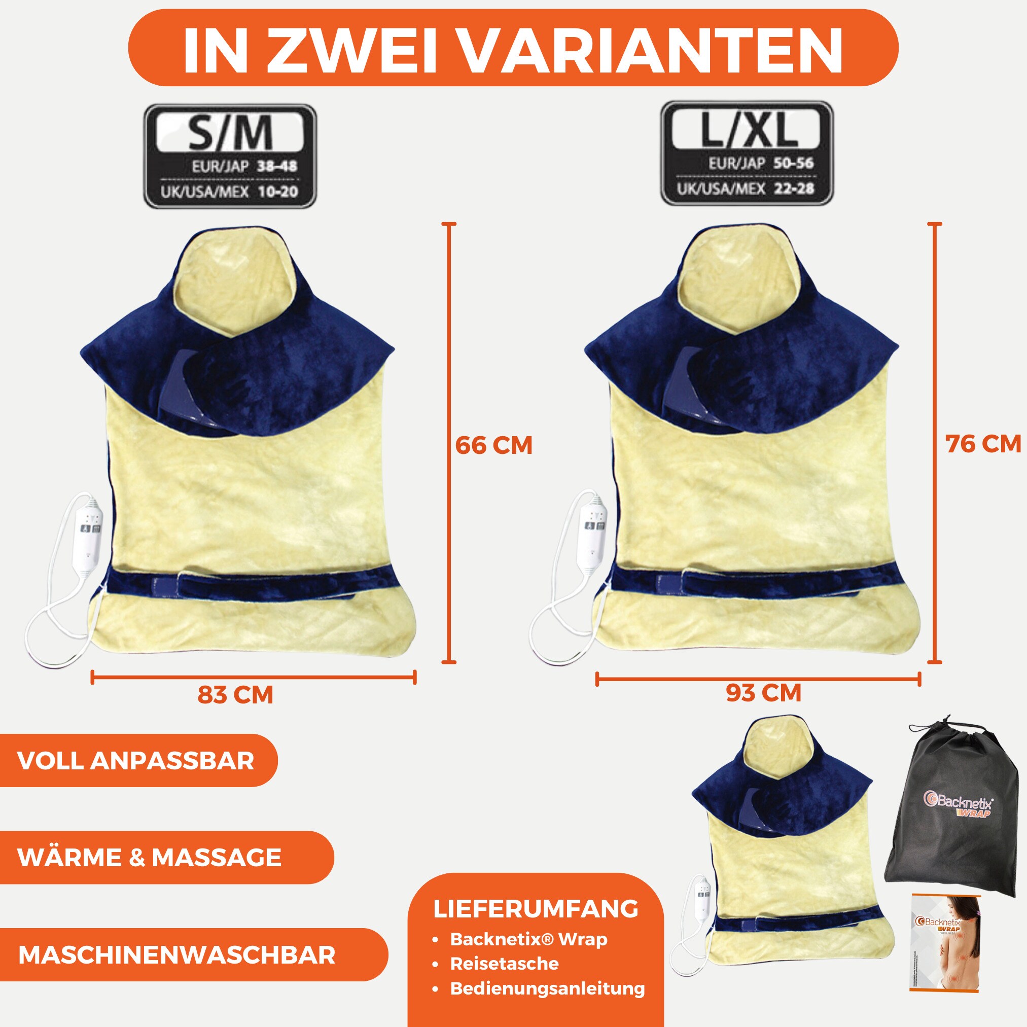 Best Direct® Heizdecke - Heizkissen Rücken mit Massage Backnetix Wrap
