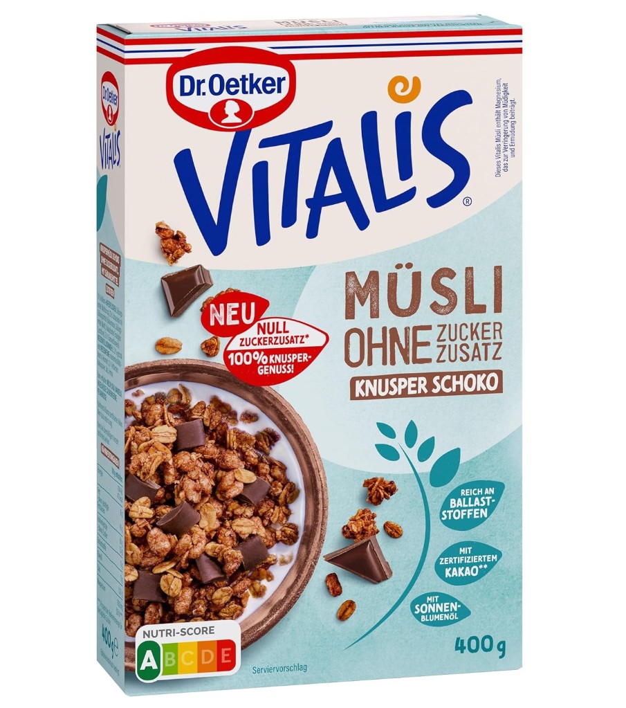 Dr.Oetker VITALIS Knusper Müsli Schoko ohne Zuckerzusatz 400g MHD:30.11.25