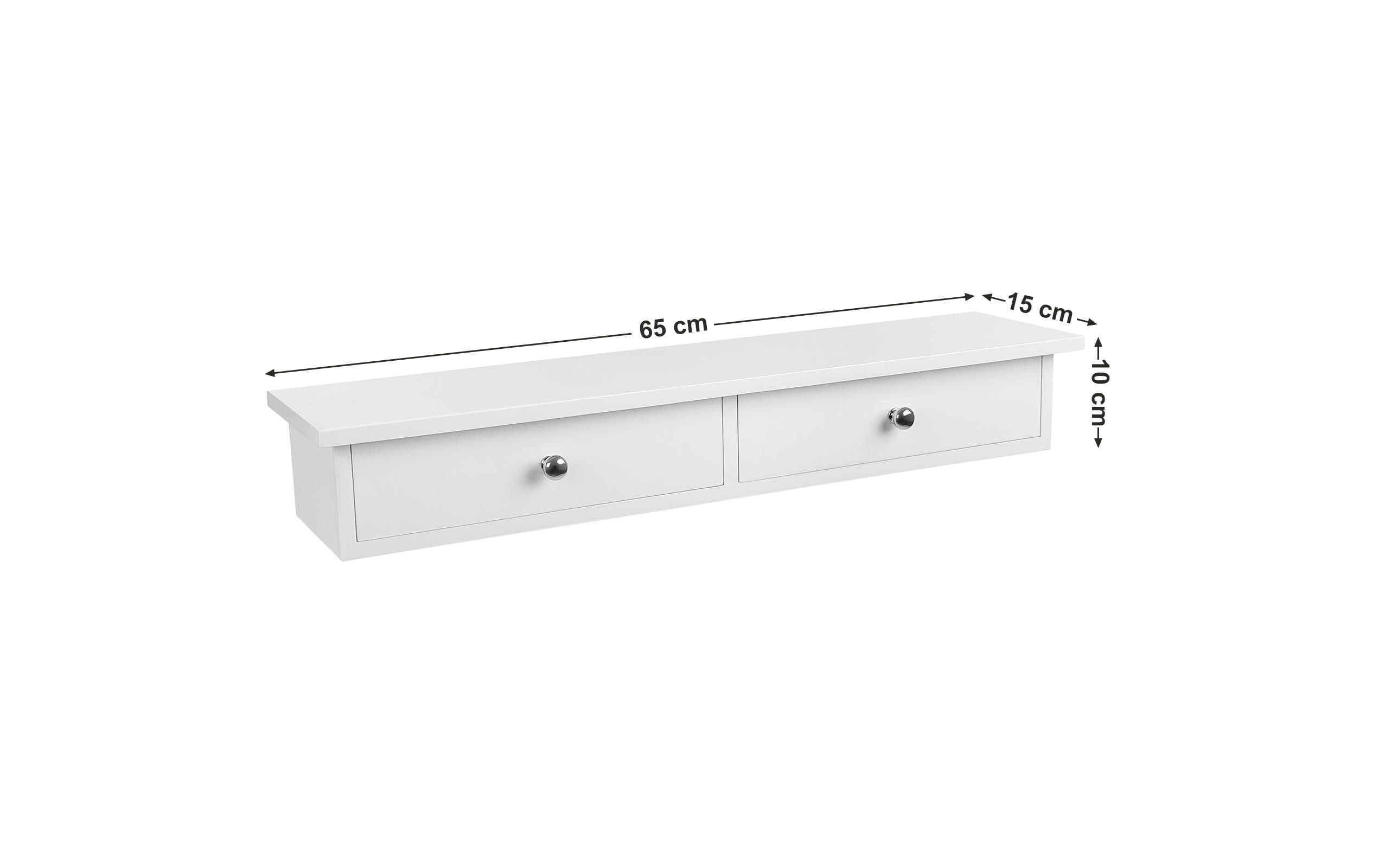 Wandregal mit 2 Schubladen WeissSchweberegal