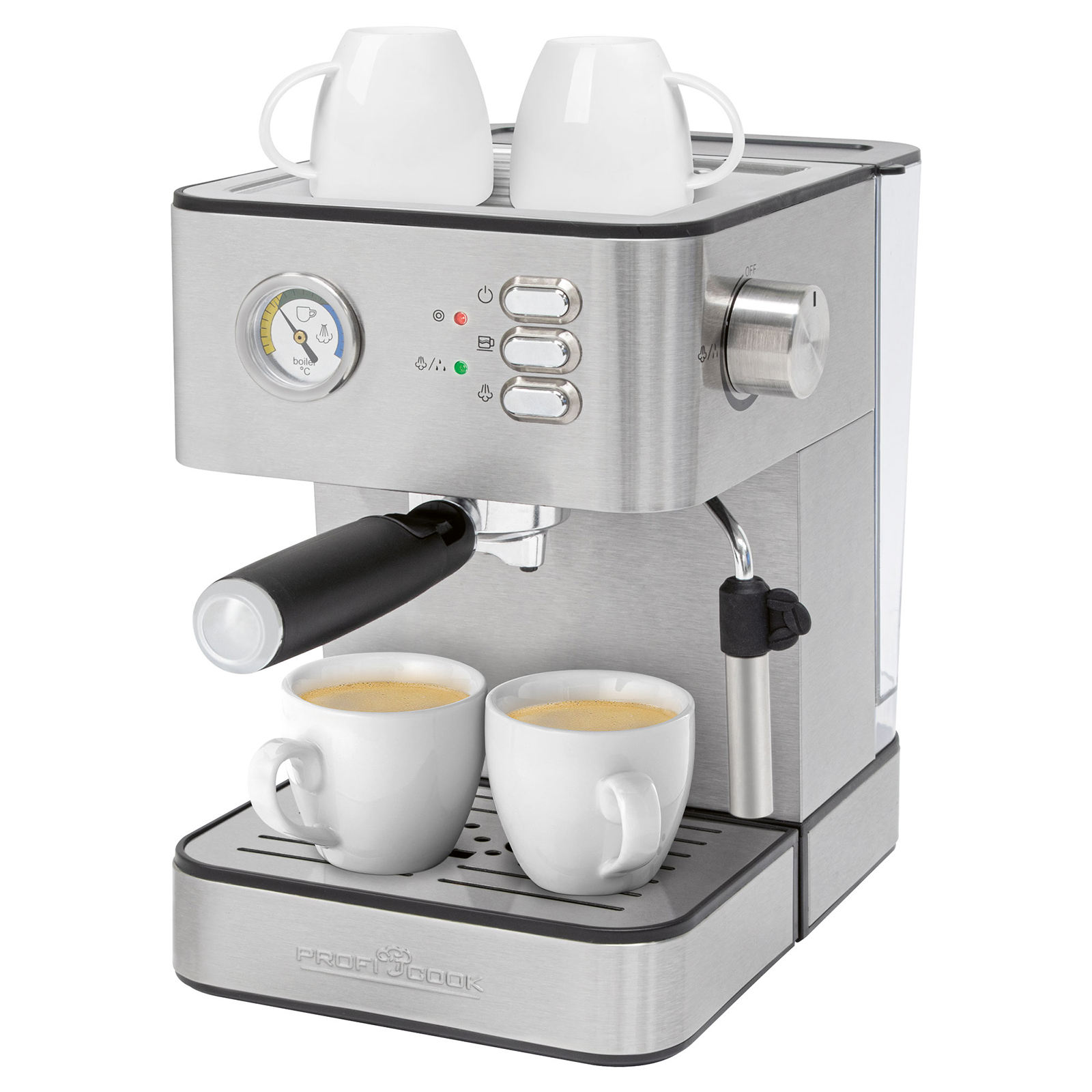 PROFICOOK Espressoautomat - Edelstahl-schwarz - 1,8 Liter