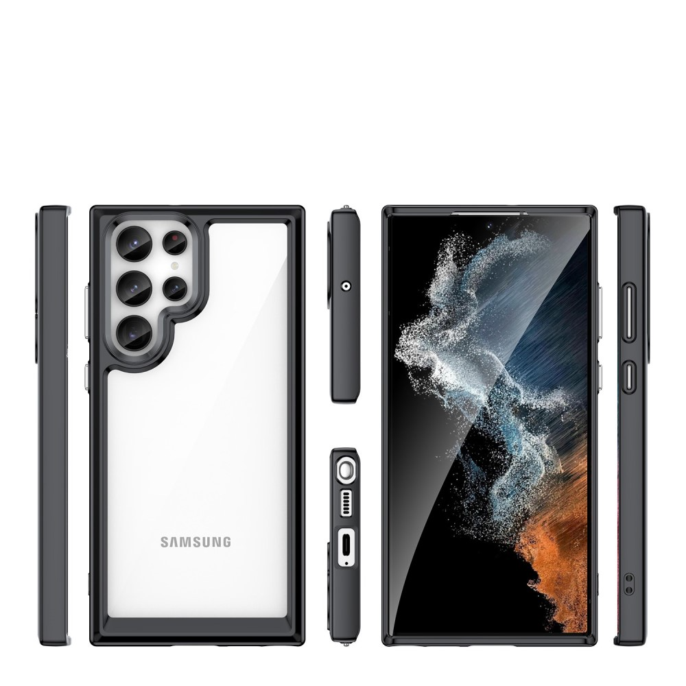 Samsung Galaxy S23 Ultra 5G Hybrid Bumper Hülle mit Acryl Rückseite - Schwarz / Transparent