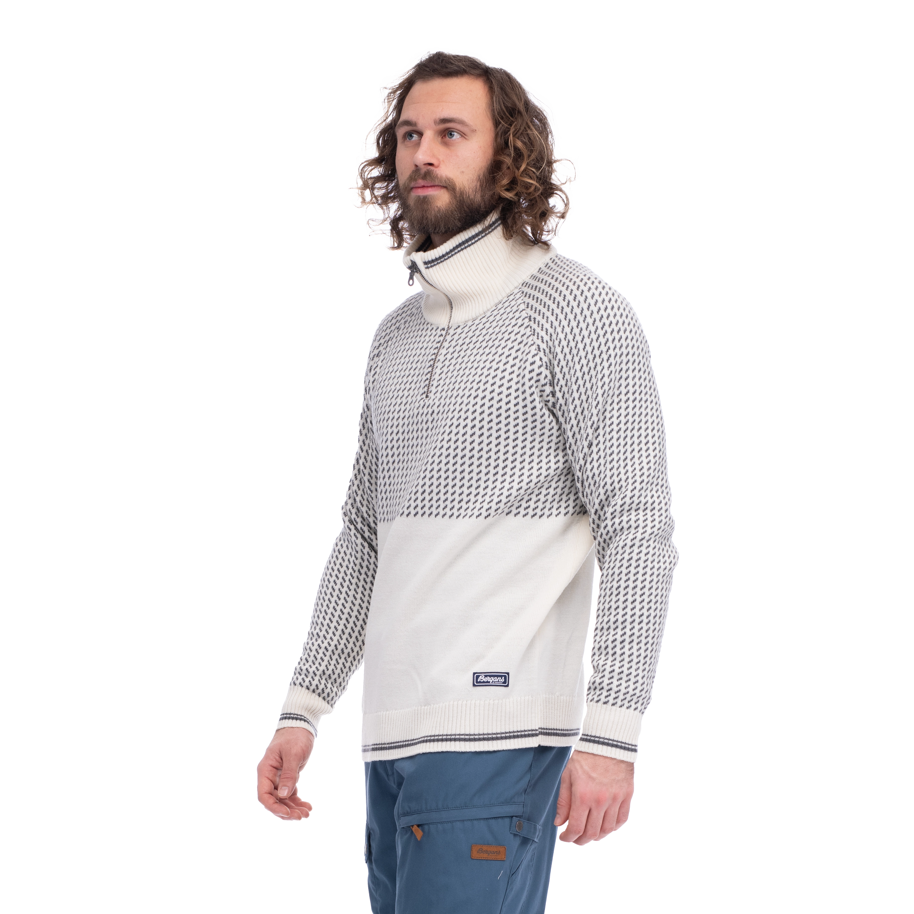Alvdal Wool Half Zip Vanilla White / Solid Dark Grey