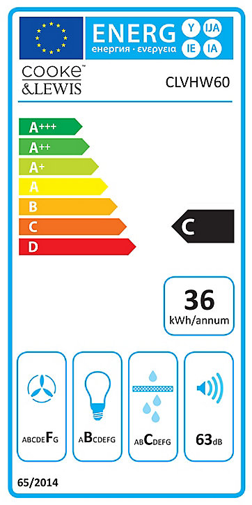 Hotte casquette blanc Cooke & Lewis CLVHW60, 60 cm