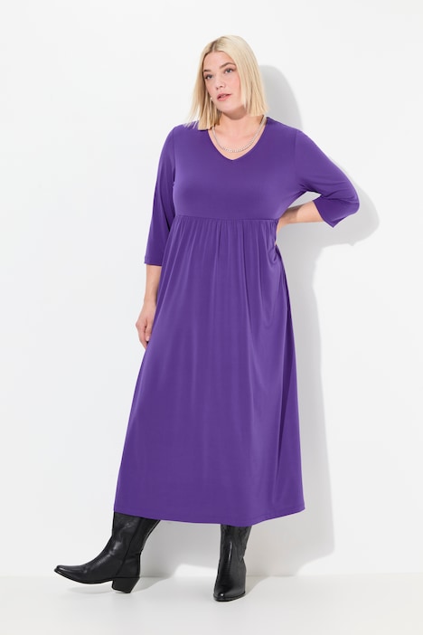 Jerseykleid, A-Linie, V-Ausschnitt, 3/4-Arm, Taschen