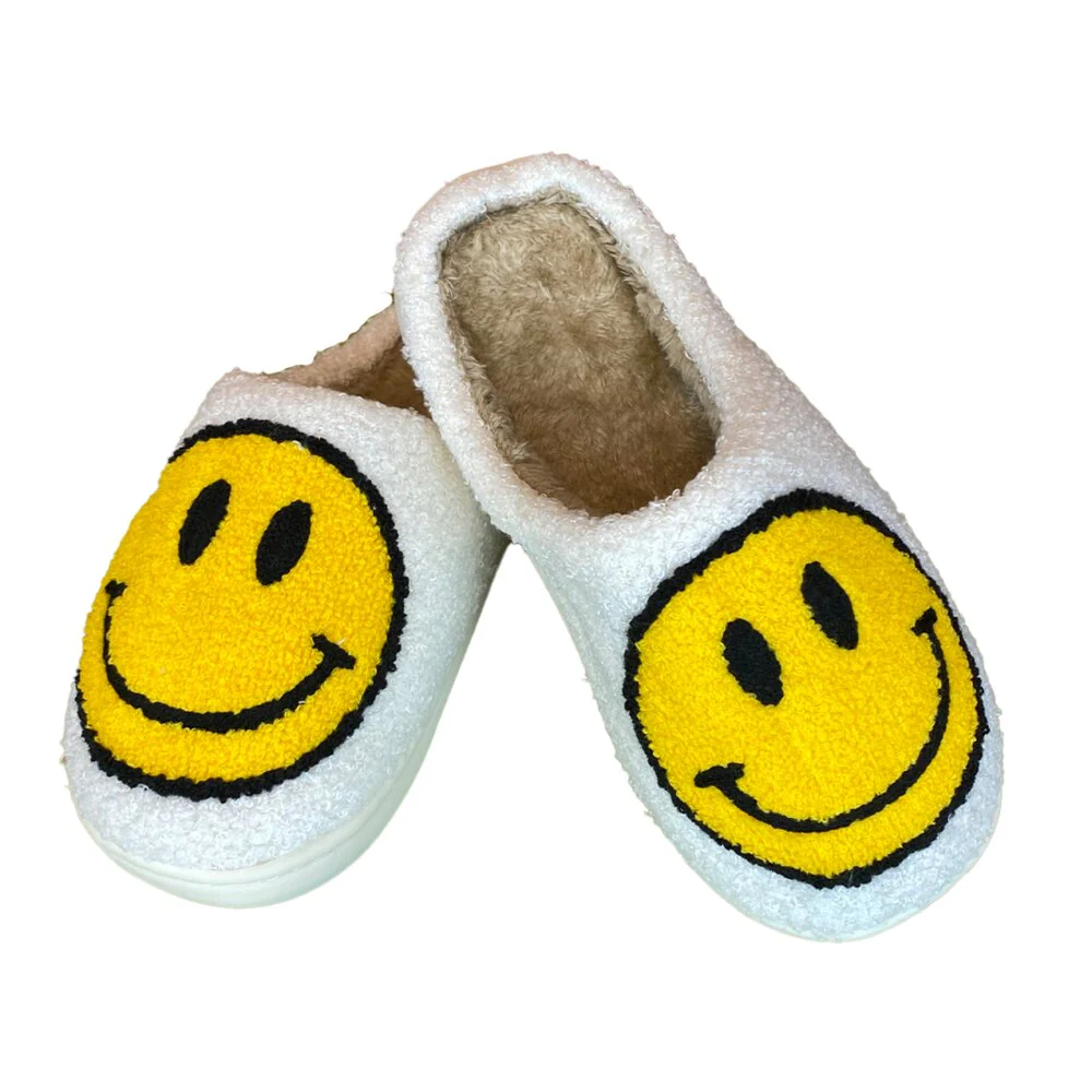 By Stær  Smiley Slippers - hvid/gul