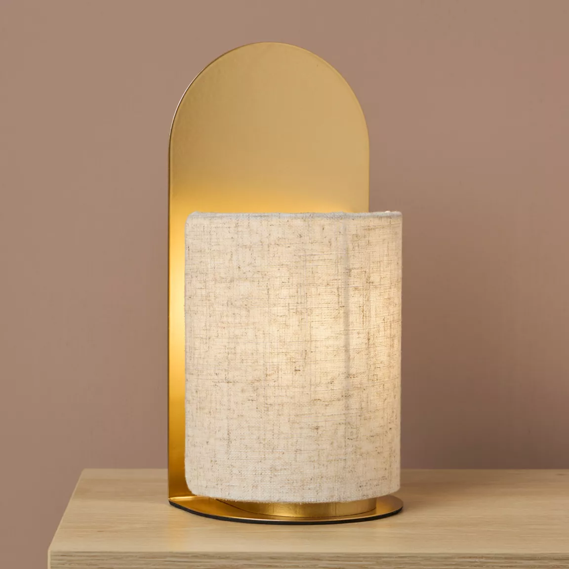 Lampe à poser métal et lin (H27 cm) Ornella Or