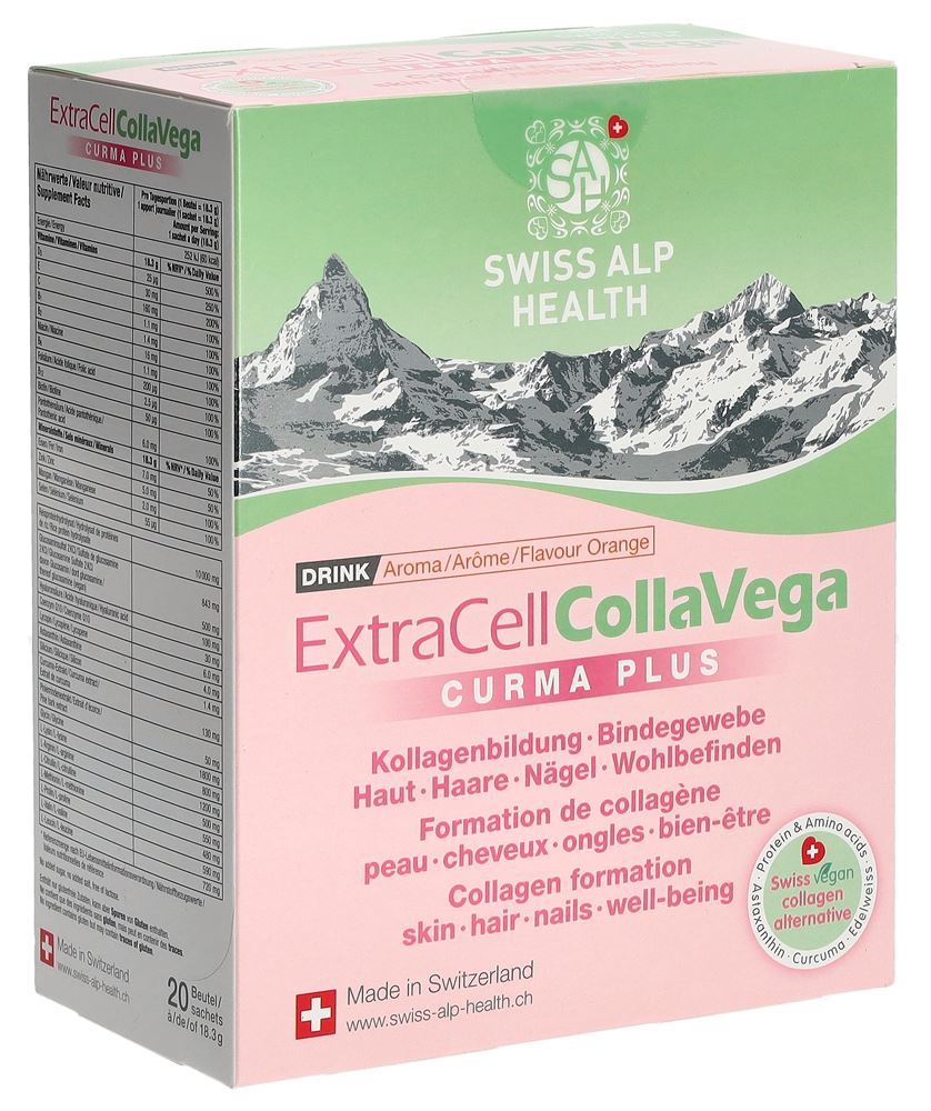 EXTRA CELL CollaVega Curma Plus Drink<br>20 × 18.3 g, Beutel, Pulver, Orange