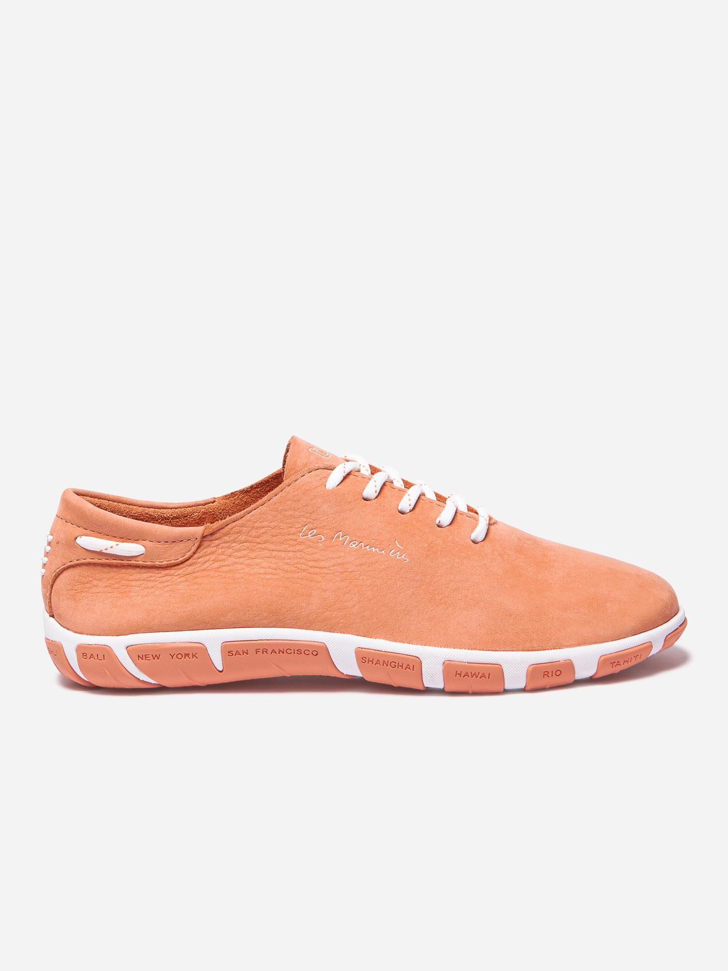Tennis Femme Confort Cuir Nubuck Orange