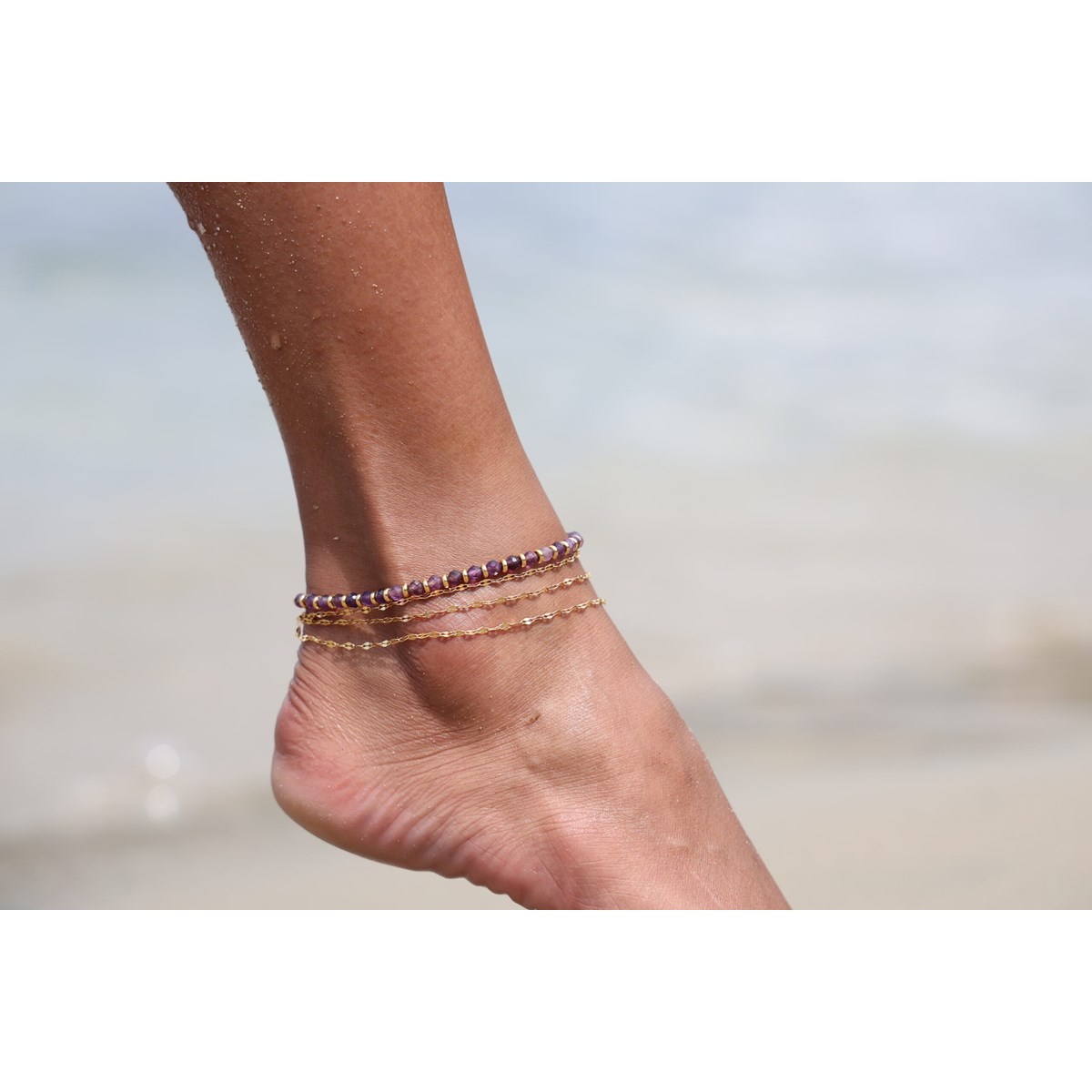 Sixty Stones - 60 - Chaîne De Cheville Triples Chaines Argenté - 25 X 0,4 Cm-