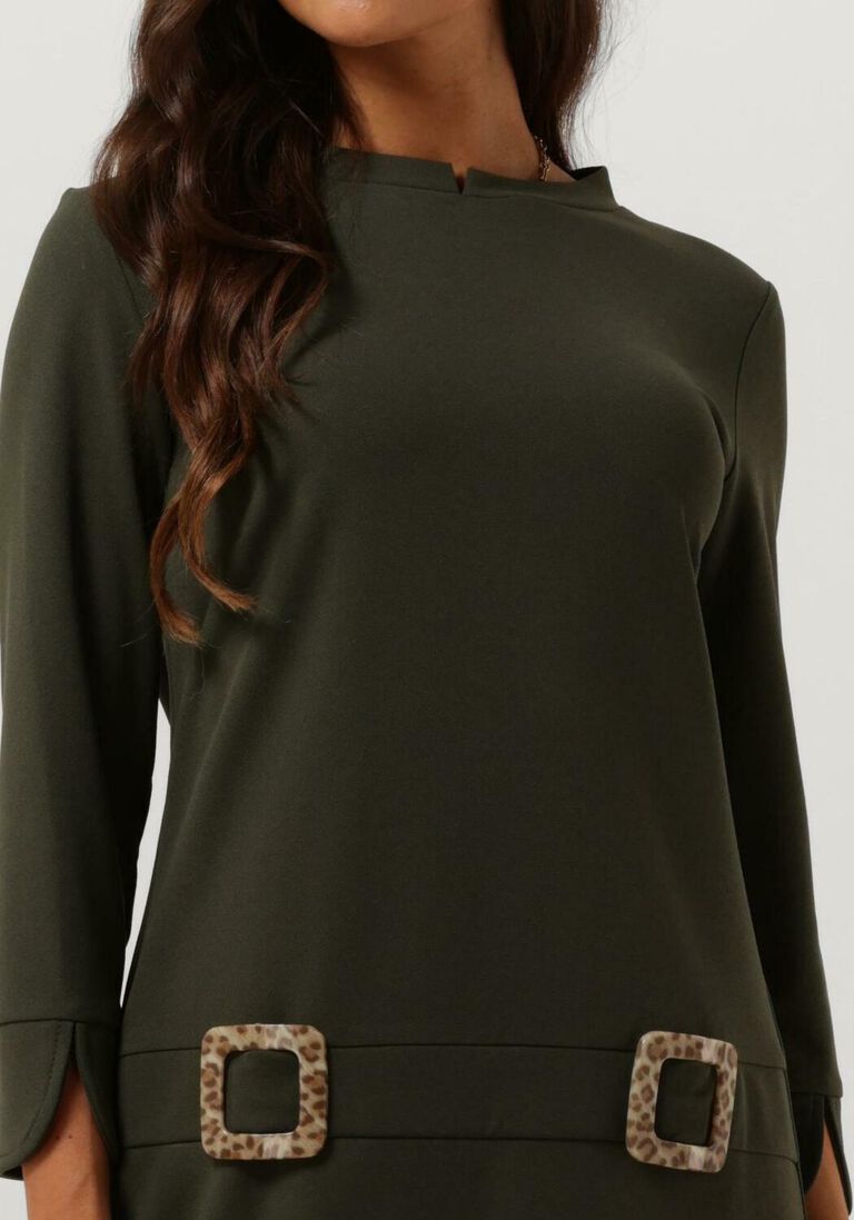 ANA ALCAZAR donkergroene ana alcazar mini jurk dress leo buckle