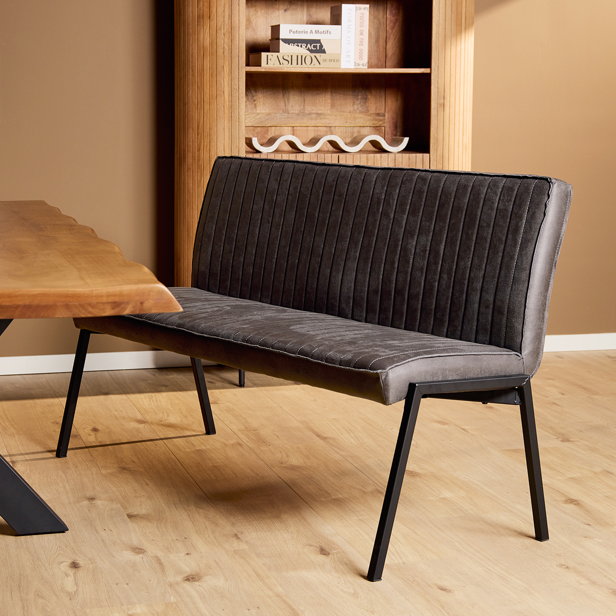 Eetkamerbank Stripes Antraciet 155 cm