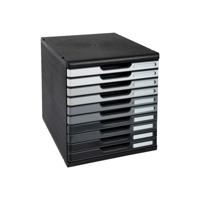 Exacompta Modulo - Module de classement 10 tiroirs - nuances de gris brillant