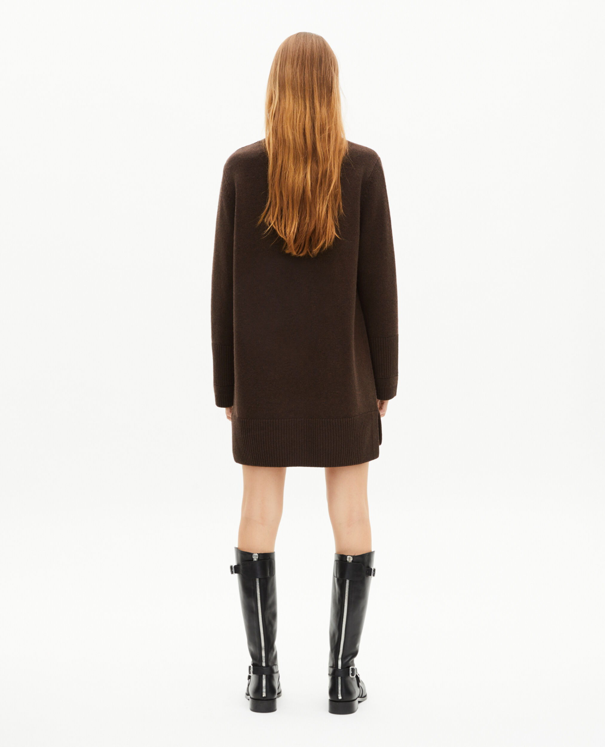 Robe courte en laine marron