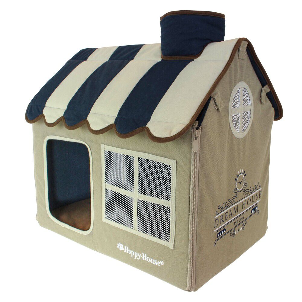 Happy-House Villa Dreamhouse - Hondenkussen - beige/blauw - 49x36x52 cm - Klein