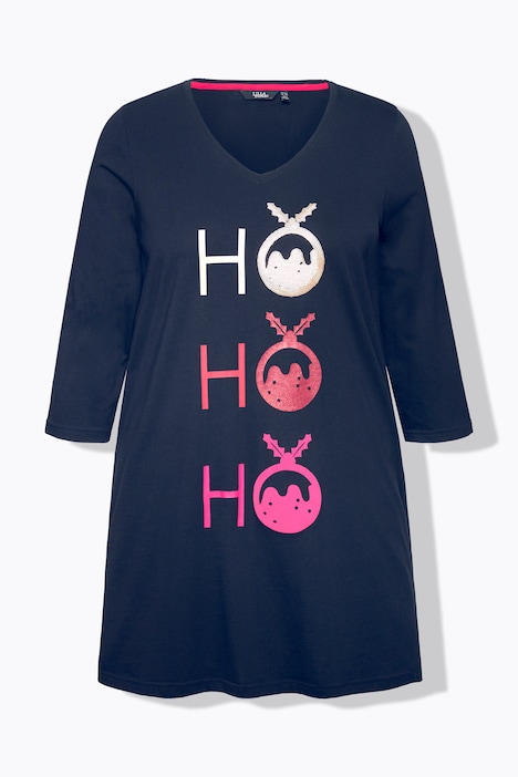 Longshirt, Ho Ho Ho, A-Linie, V-Ausschnitt, 3/4-Arm