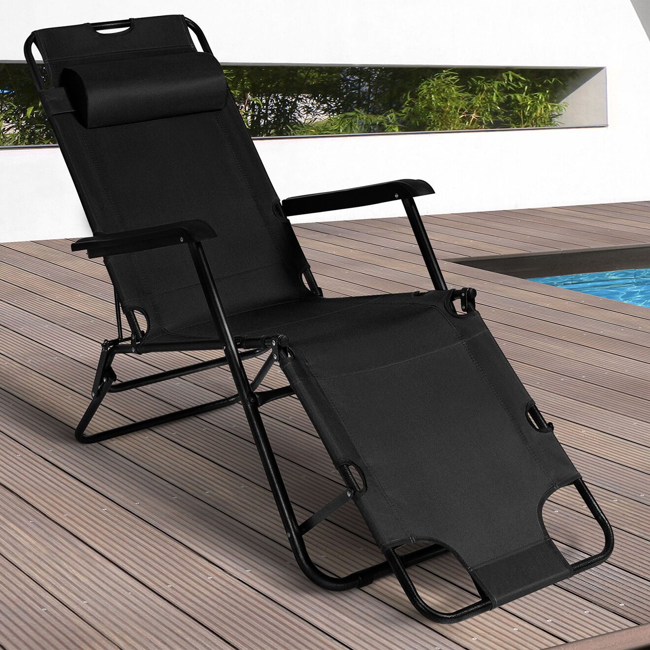 Pratik Garden 2 Transats relax noirs - 178x61x33 cm