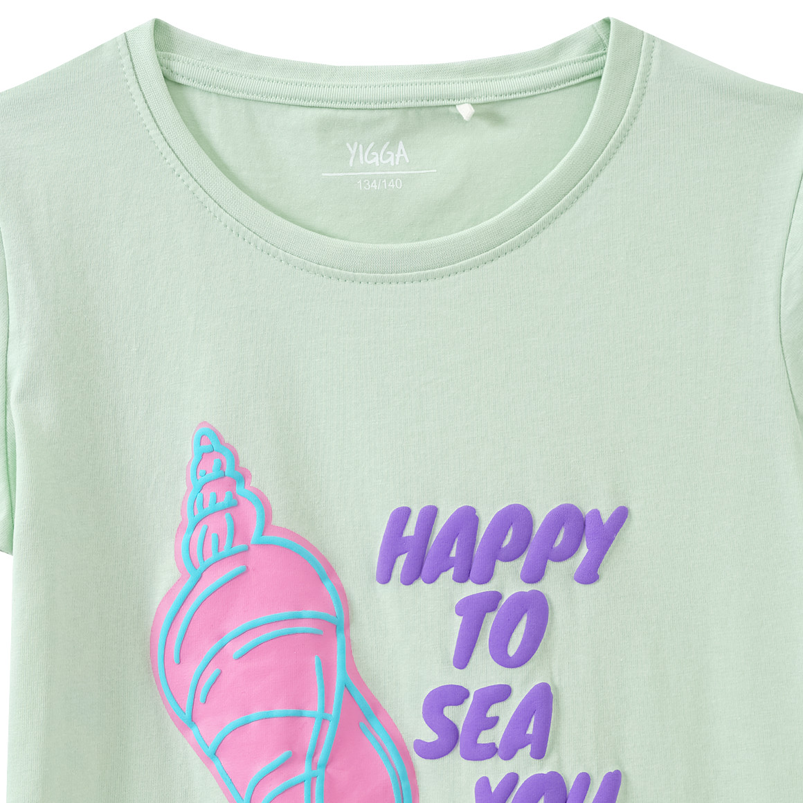 Yigga Mädchen T-Shirt mit Puff-Print hellgrün