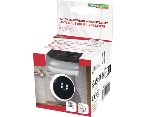 Muggenafweermiddel en nachtlampje Windhager insectenplug voor ruimtes tot 30m²