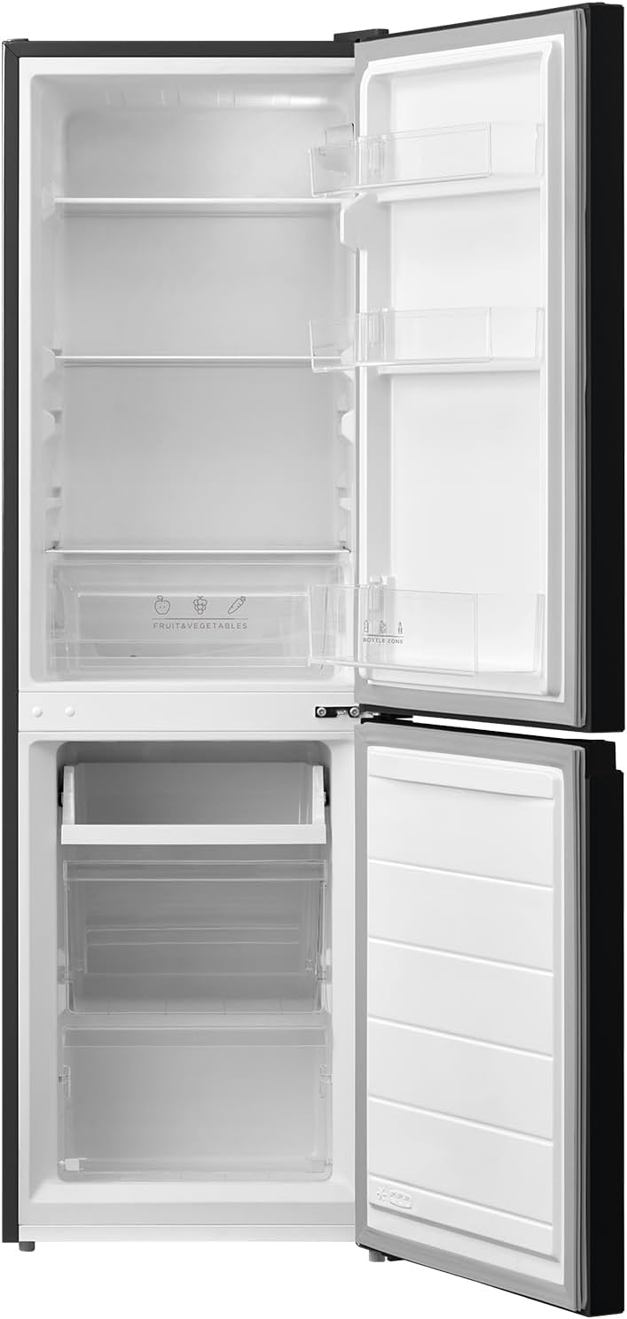 Comfee‘ Kühlschrank mit Gefrierfach RCB169DK3 | 174L Kühl-Gefrierkombination (115L Kühlteil + 59L Gefrierteil), 150 cm Höhe | 156 kWh/Jahr, Low Frost, Leise 38 dB | LED-Licht | Freistehend, Schwarz
