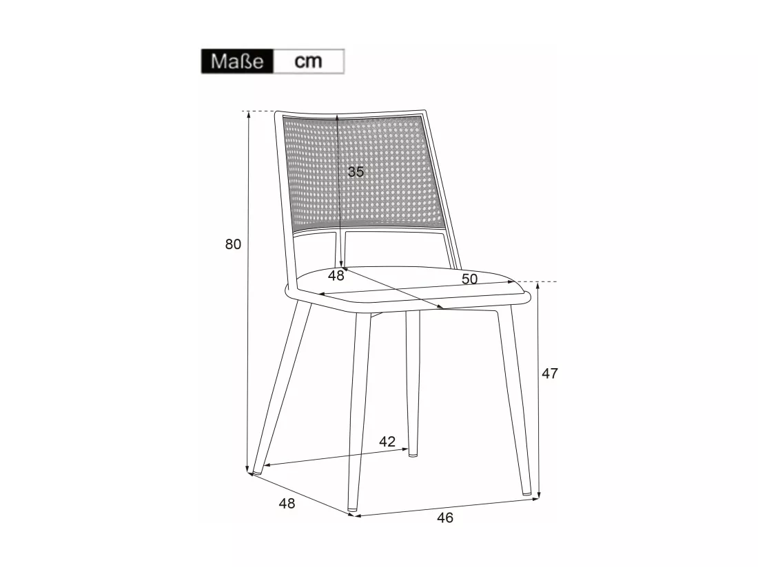 Chaises à dossier en rotin noir - siège en pu, lot de 2,d50cm×h80cm