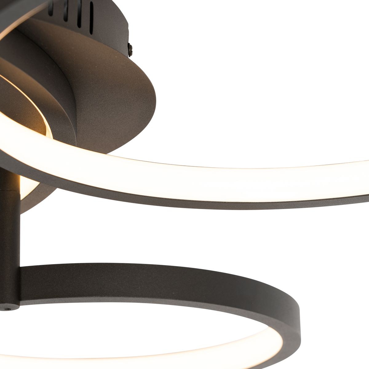 Smart plafondlamp zwart 3-lichts met afstandsbediening - Rondas