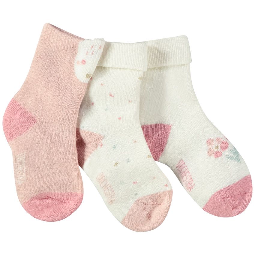Lot de 3 paires de chaussettes print fantaisie pour bébé fille - Ecru