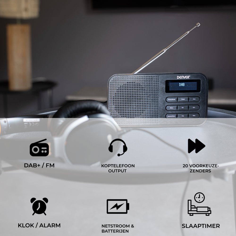 Denver DAB42 DAB+/ FM Radio wekker - Black