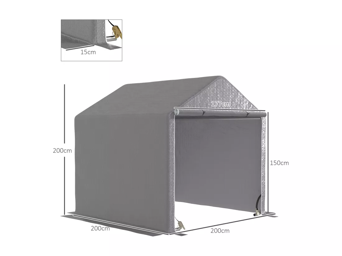Abri de jardin rangement extérieur en PE résistant aux UV gris dim. 2L x 2l x 2H m