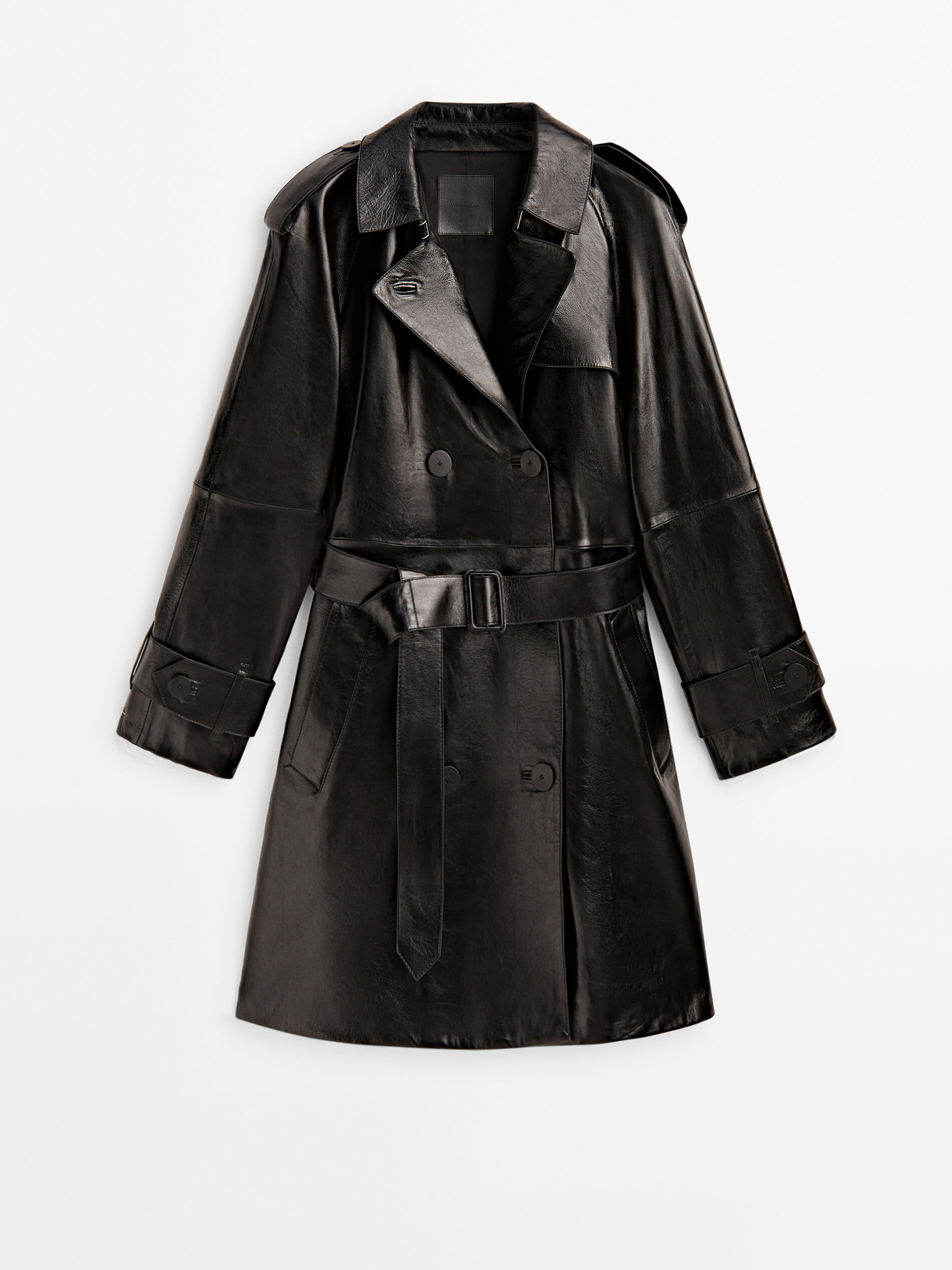 Casaco trench coat Chaqueta em pele charol - PRETO