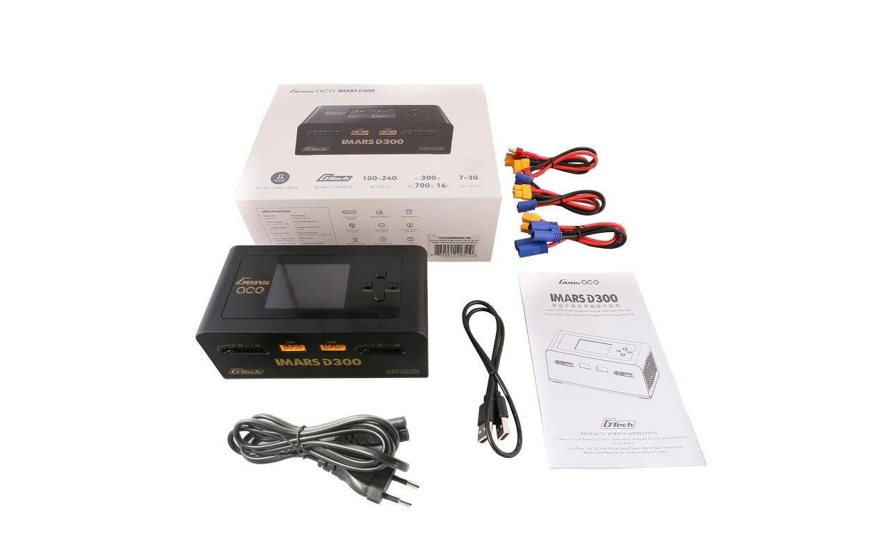 Dual-Ladegerät IMARS D300 AC/DC 1-6S, G-Tech, Schwarz<br>Universelles Modellbau-Ladegerät mit zwei Ausgängen für LiPo, LiHV, LiFE und NIMH Akkus