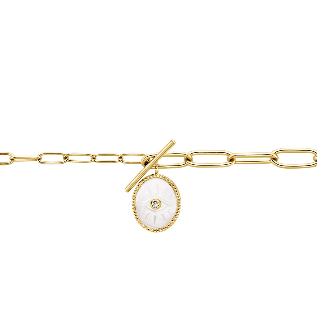 Bracelet Goddess Argent Doré Nacre Oxyde De Zirconium