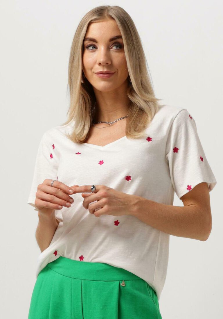 FABIENNE CHAPOT ecru fabienne chapot t-shirt phill v-neck pink flower t-shirt