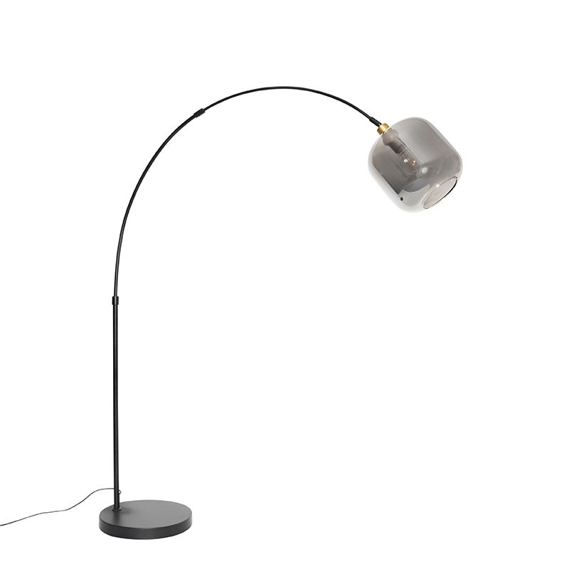 Booglamp zwart met goud met smoke glas - Zuzanna
