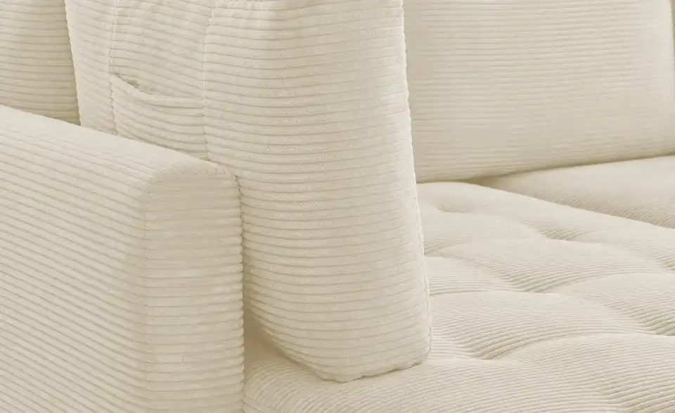 Ecksofa Arissa de Luxe Natur links Cordstoff