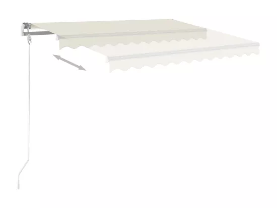 Auvent automatique rétractable avec poteaux 4,5x3,5 m Crème