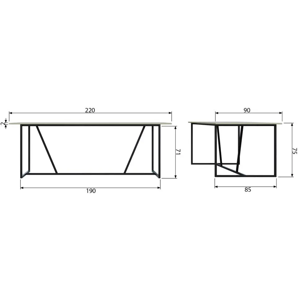 WOOOD Silas Eettafel - Essen - Dust - 75x220x90