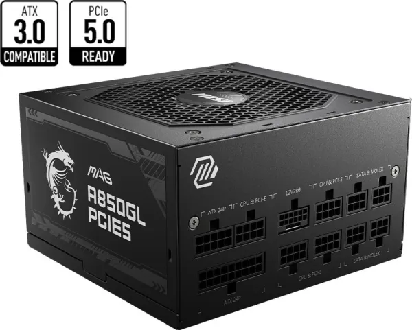 MSI MAG A850GL PCIE5 WHITE, 850 W, 100 - 240 V, 47 - 63 Hz, 8 A, 4 A, Aktiv