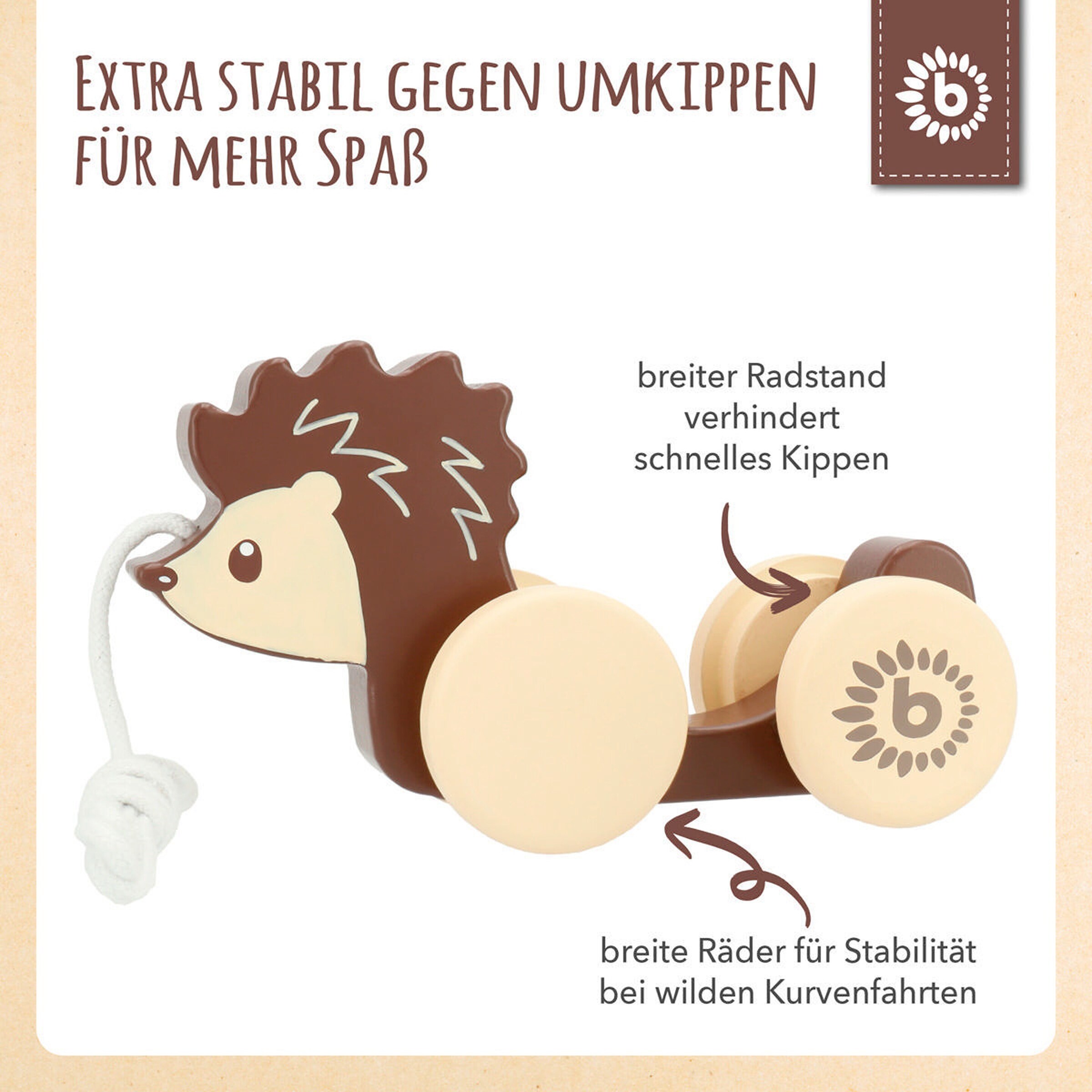 Bieco Nachziehspielzeug Holz Igel - ab 12 Monate Braun