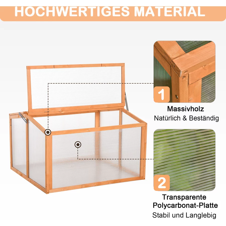 Outsunny Hochbeet mit Holzrahmen orange