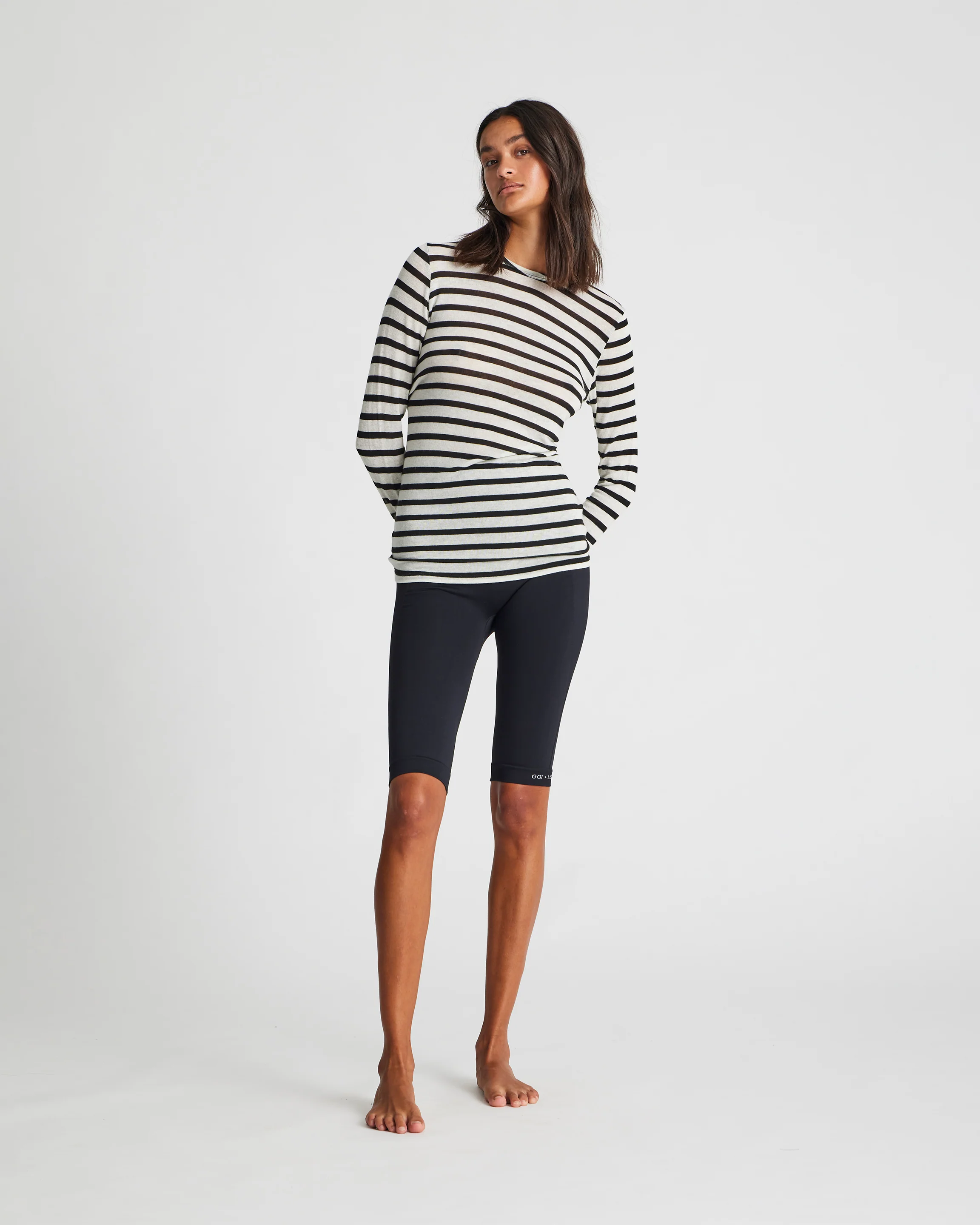 Gai+Lisva  Thyra Wool langærmet t-shirt - Ecru Sailor Stripe