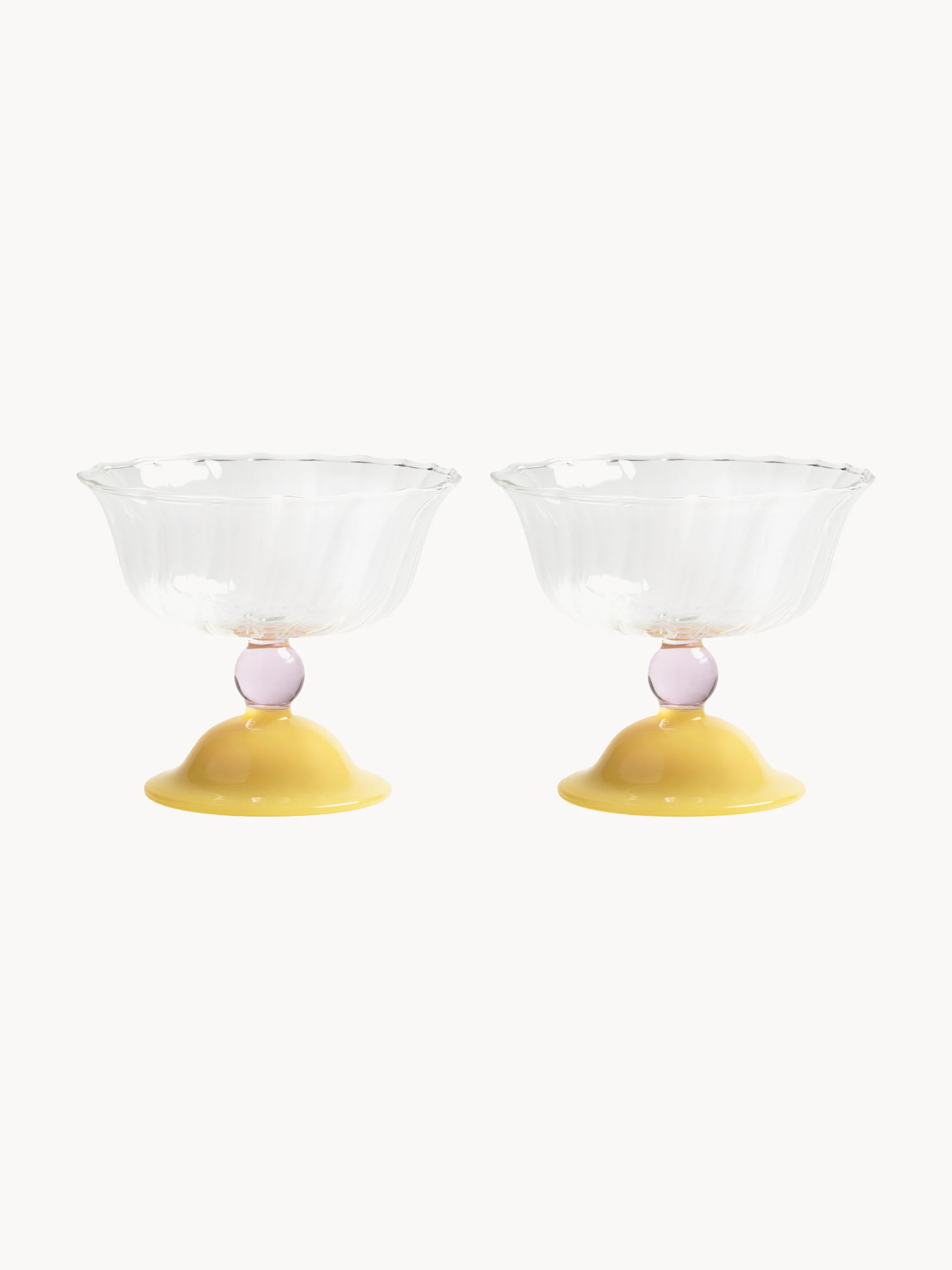 Handgemaakte champagneglazen Tulip van borosilicaatglas, 2-delig