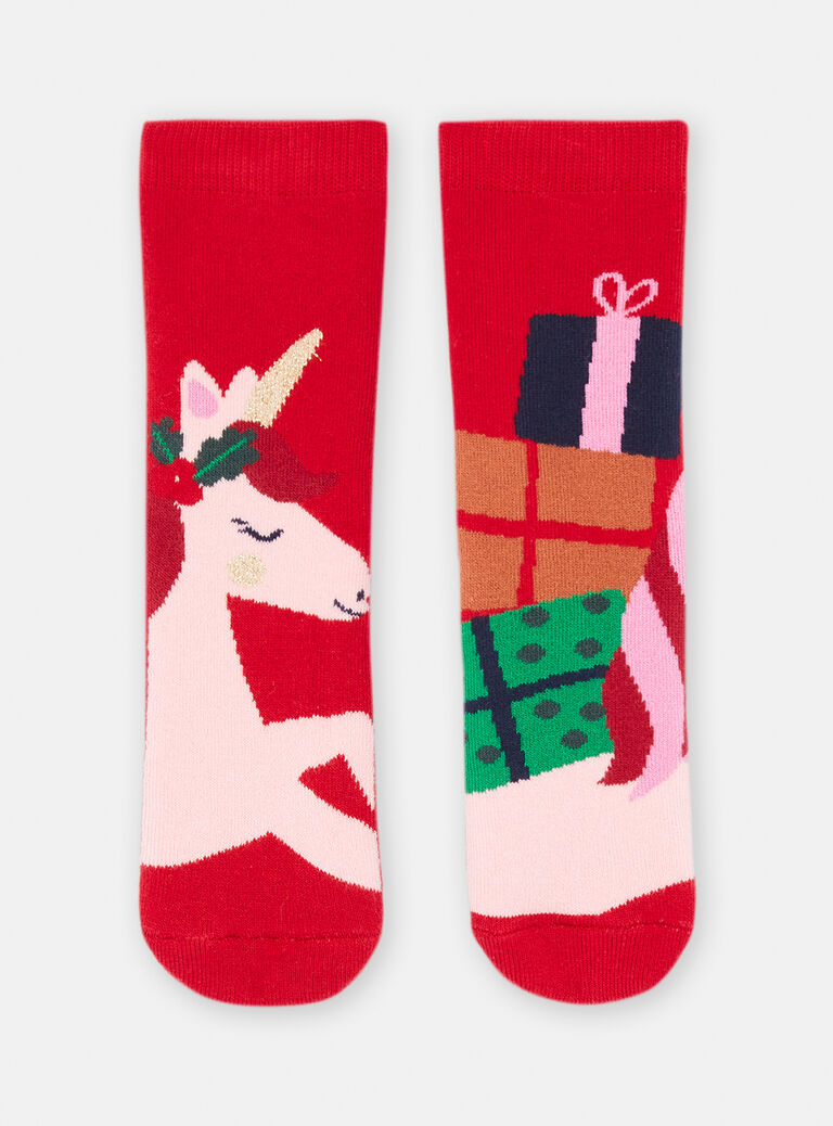 Chaussettes motif licorne de noël pour fille