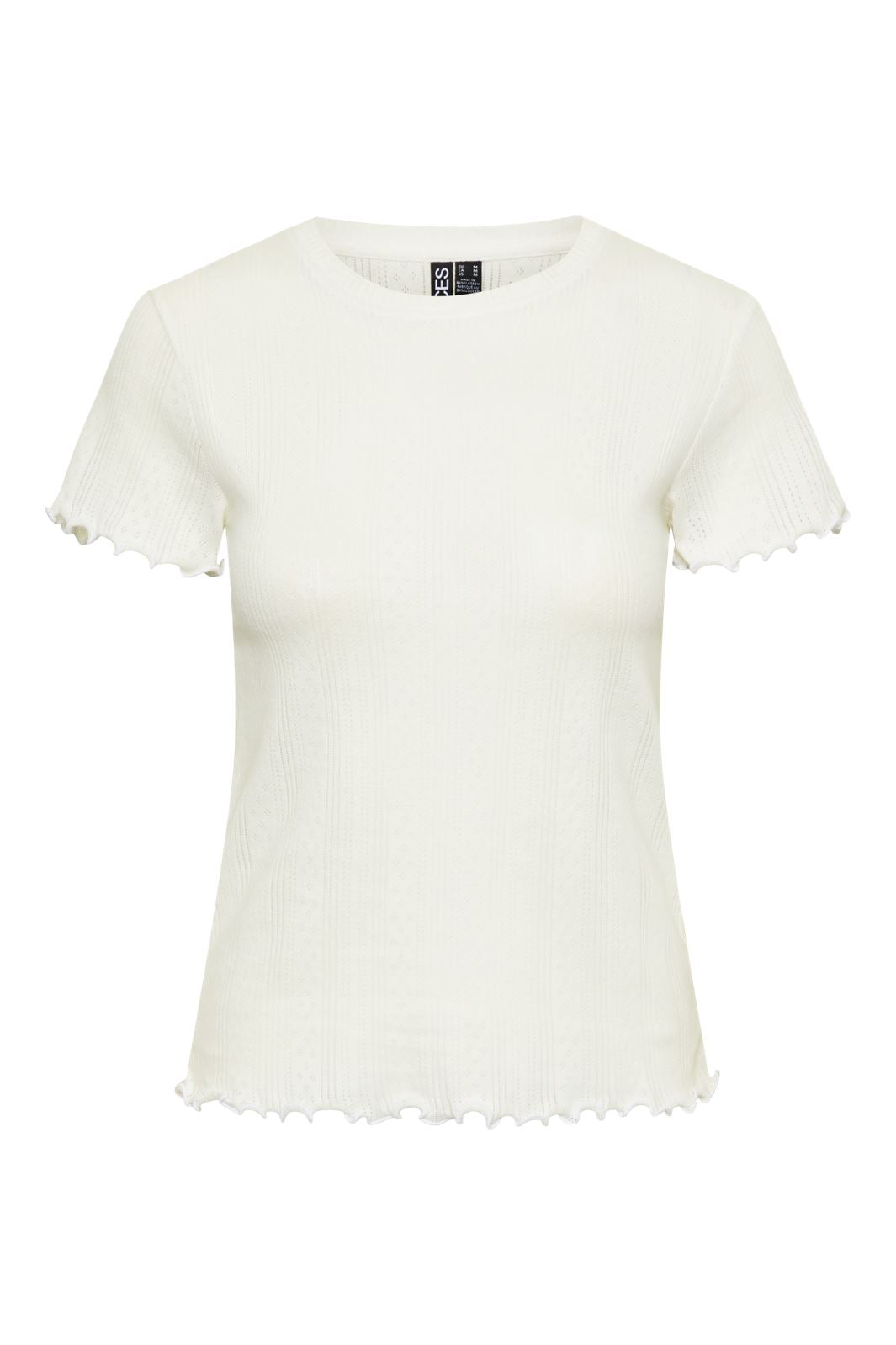 Pieces Pcmarie Ss O-Neck Pointelle Top Pwp Mm
