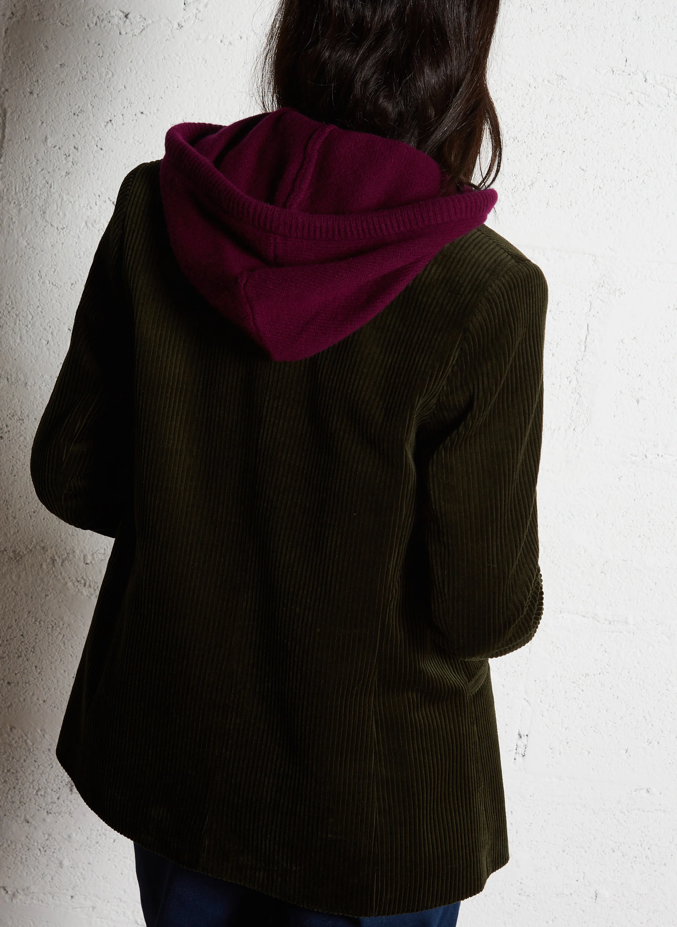 VIGG - Veste de tailleur droite en coton velours | Kaki